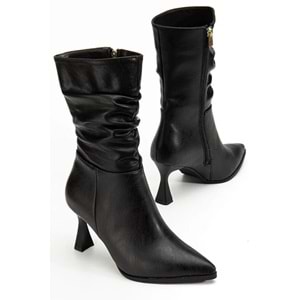 Feles Yandan Fermuarlı Büzgülü Kadın Çizme