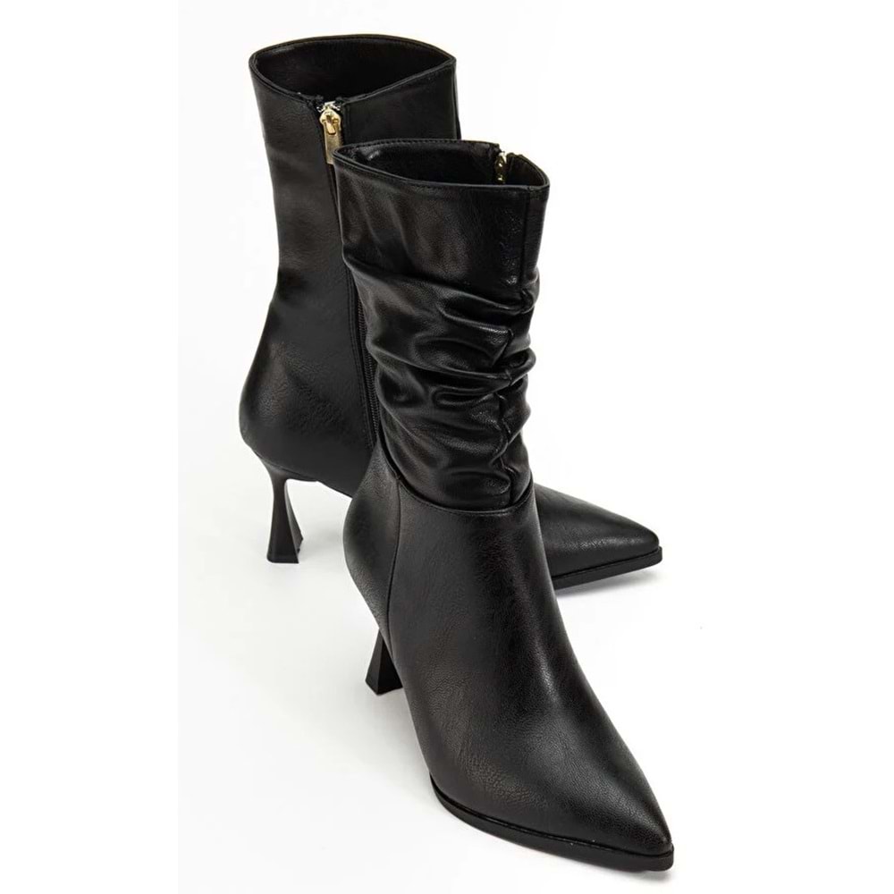 Feles Yandan Fermuarlı Büzgülü Kadın Çizme