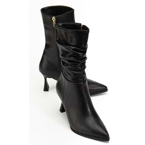 Feles Yandan Fermuarlı Büzgülü Kadın Çizme