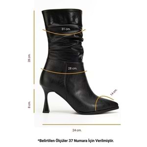 Feles Yandan Fermuarlı Büzgülü Kadın Çizme