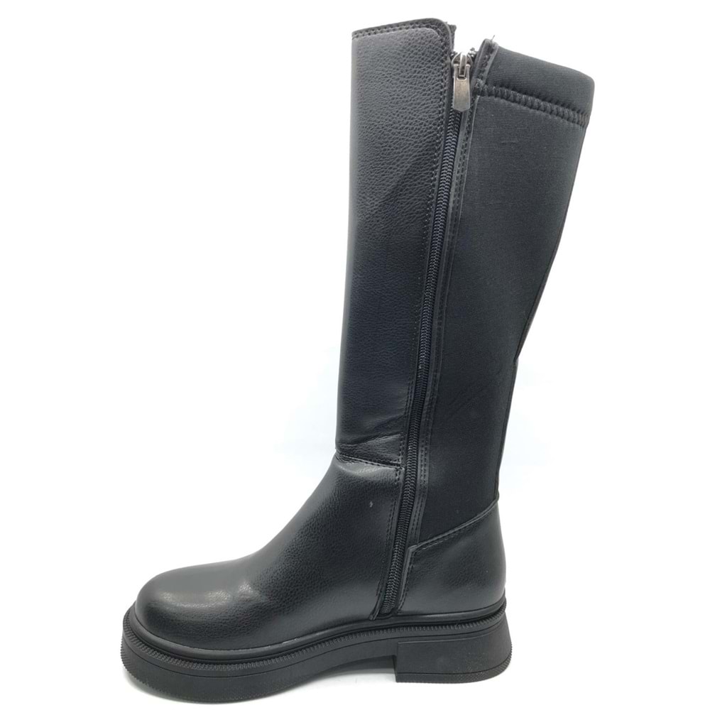 Seribo Binici Düz Taban Arkası Streç Fermuarlı Kadın Çizme