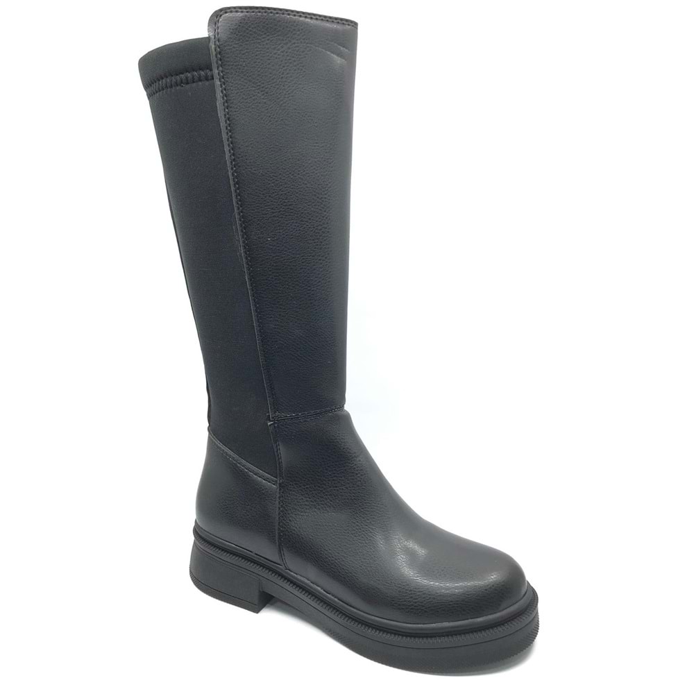 Seribo Binici Düz Taban Arkası Streç Fermuarlı Kadın Çizme
