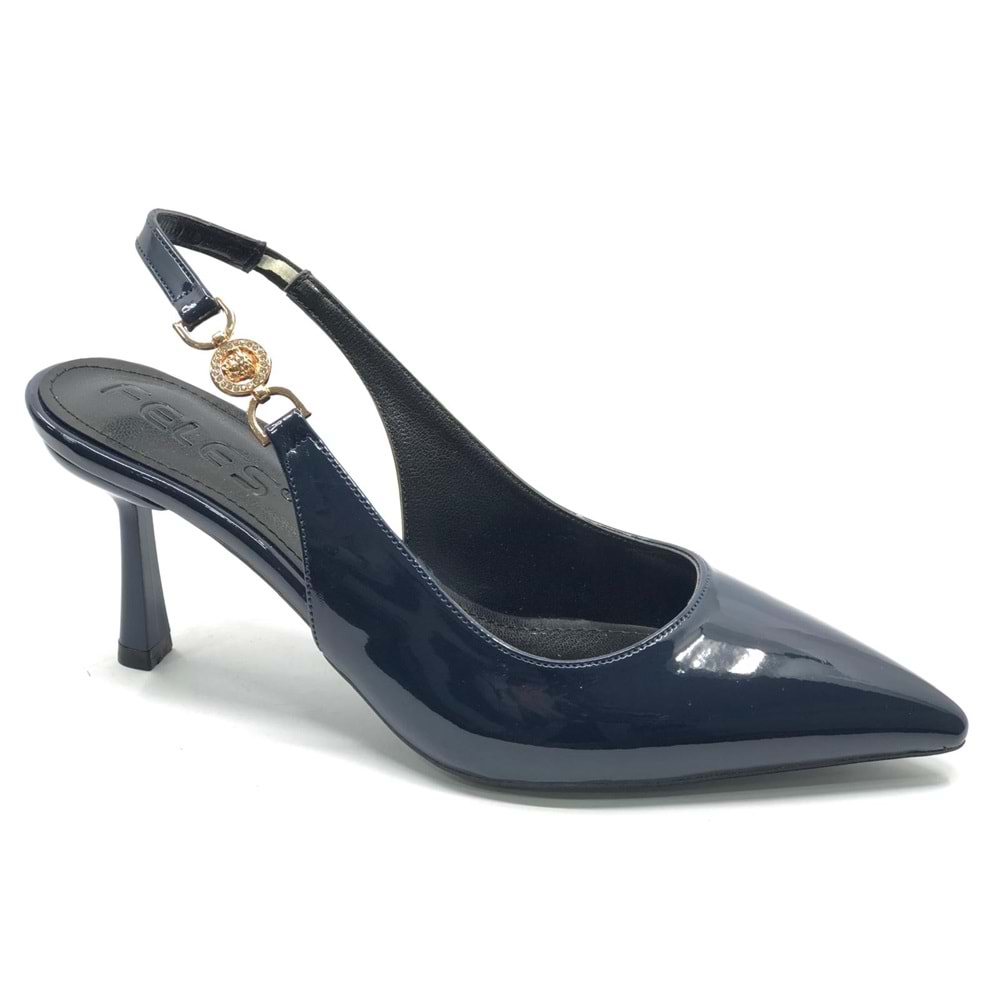 Feles Yan Toka Detaylı Arkası Açık Stiletto Kadın Topuklu Ayakkabı