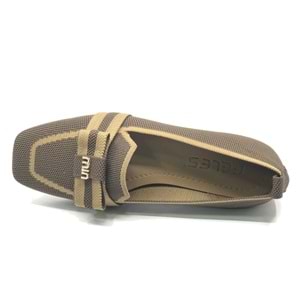 Feles Kurdela Toka Detaylı Küt Burun Kadın Babet Ayakkabı