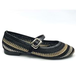 Feles Kemer Toka Hasır Detaylı Kadın Babet Ayakkabı