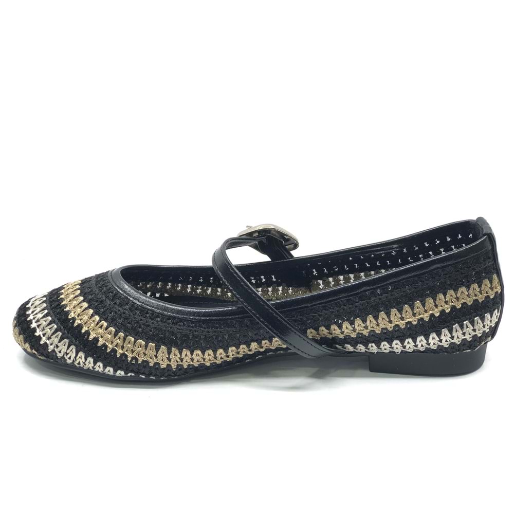 Feles Kemer Toka Hasır Detaylı Kadın Babet Ayakkabı