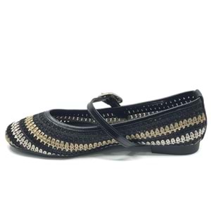 Feles Kemer Toka Hasır Detaylı Kadın Babet Ayakkabı