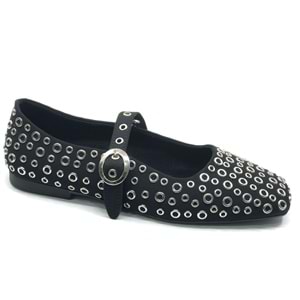 Feles Kemer Toka Pul Detaylı Küt Burun Kadın Babet Ayakkabı