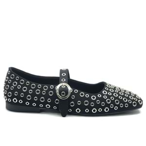 Feles Kemer Toka Pul Detaylı Küt Burun Kadın Babet Ayakkabı