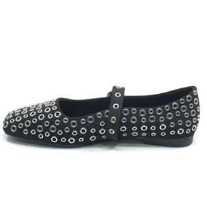 Feles Kemer Toka Pul Detaylı Küt Burun Kadın Babet Ayakkabı