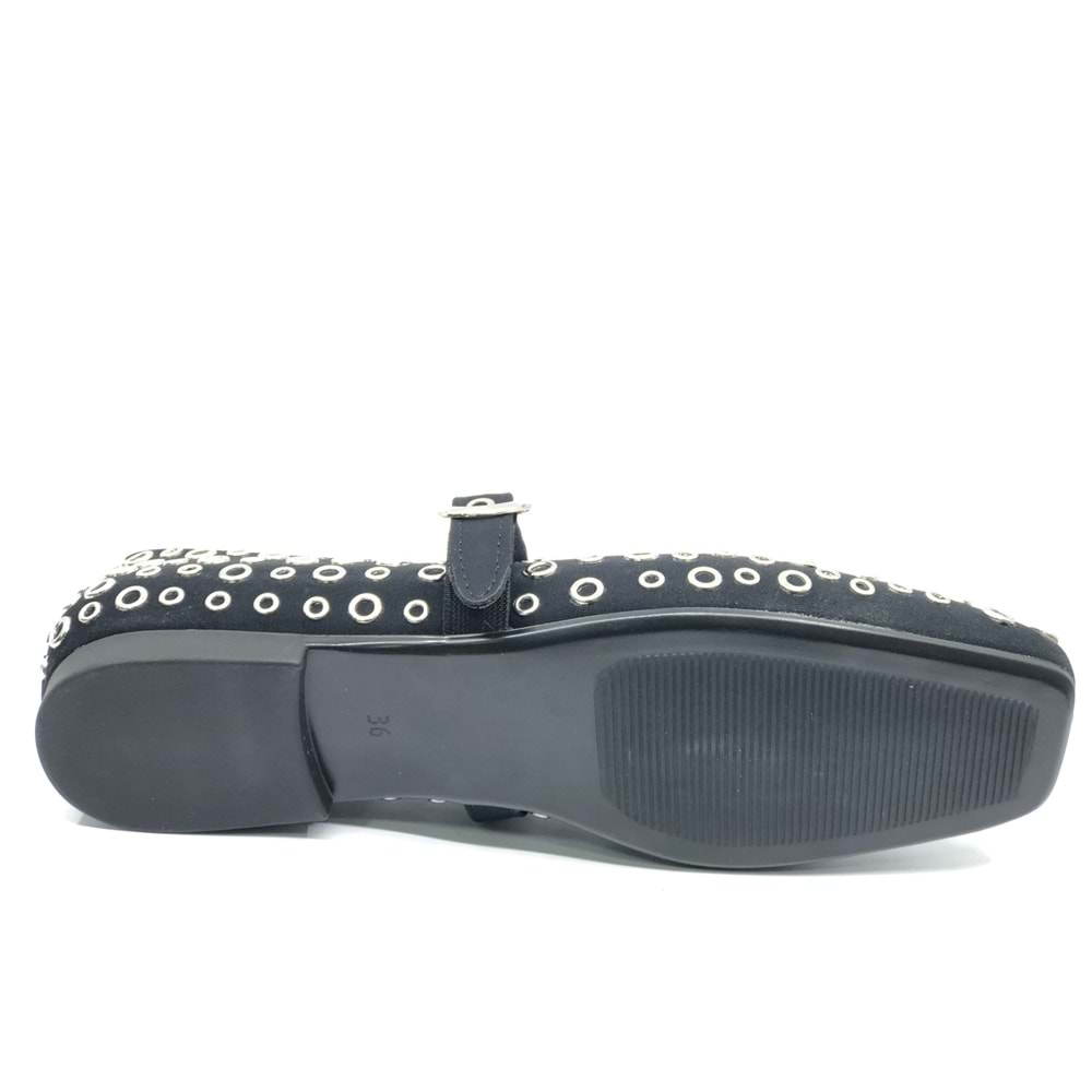 Feles Kemer Toka Pul Detaylı Küt Burun Kadın Babet Ayakkabı