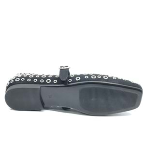 Feles Kemer Toka Pul Detaylı Küt Burun Kadın Babet Ayakkabı