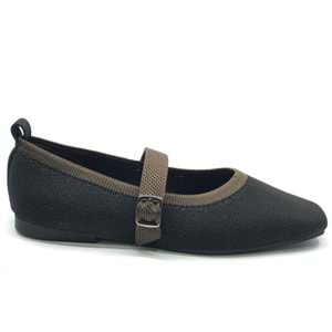 Feles Kemer Toka Triko Küt Burun Kadın Babet Ayakkabı