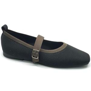 Feles Kemer Toka Triko Küt Burun Kadın Babet Ayakkabı