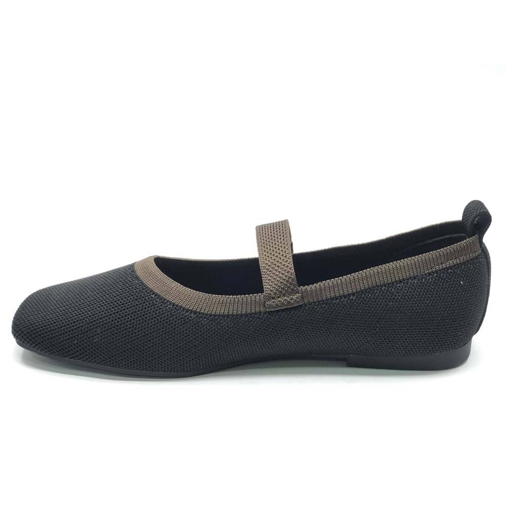 Feles Kemer Toka Triko Küt Burun Kadın Babet Ayakkabı