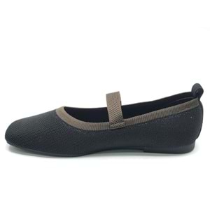 Feles Kemer Toka Triko Küt Burun Kadın Babet Ayakkabı