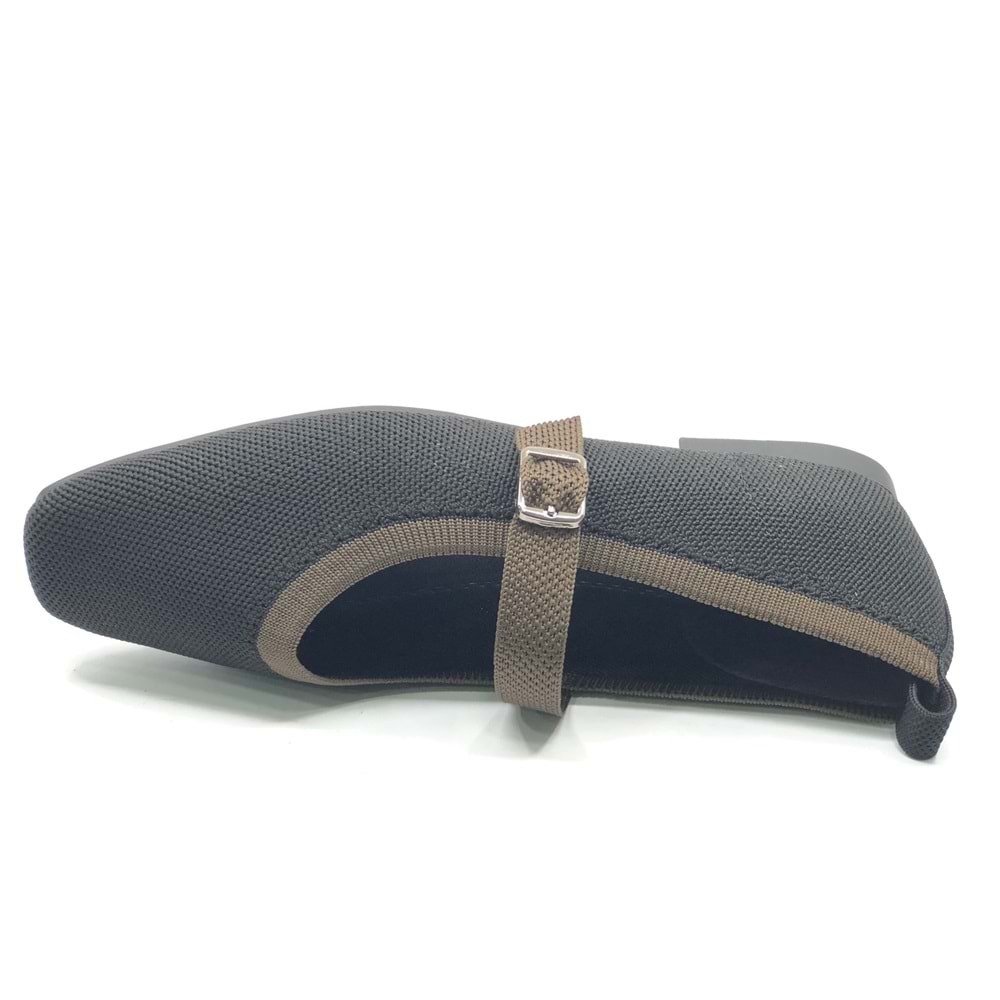 Feles Kemer Toka Triko Küt Burun Kadın Babet Ayakkabı