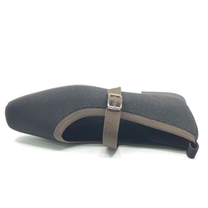 Feles Kemer Toka Triko Küt Burun Kadın Babet Ayakkabı