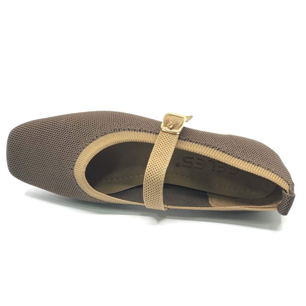 Feles Kemer Toka Triko Küt Burun Kadın Babet Ayakkabı