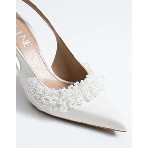 Feles Boncuk Detaylı Arkası Açık Stiletto Kadın Topuklu Ayakkabı