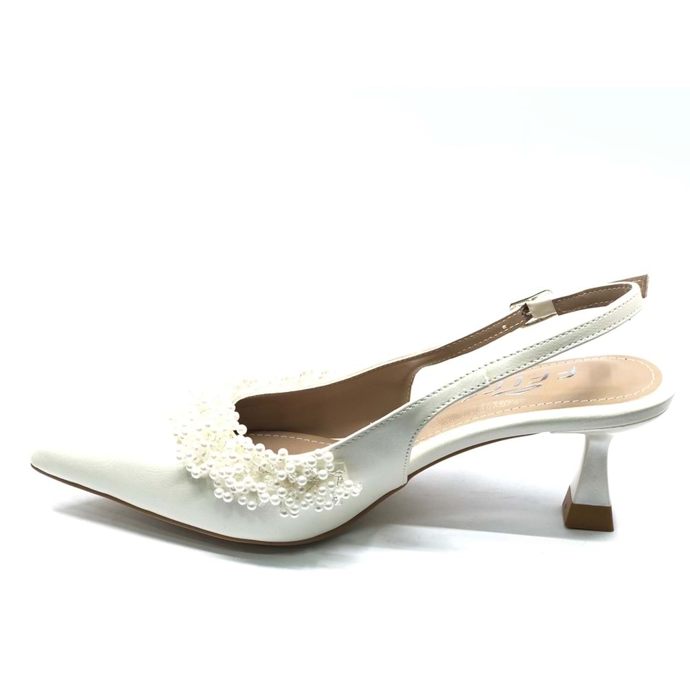 Feles Boncuk Detaylı Arkası Açık Stiletto Kadın Topuklu Ayakkabı