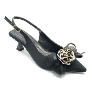 Feles Fular Kurdela Detaylı Arkası Açık Stiletto Kadın Topuklu Ayakkabı