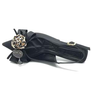 Feles Fular Kurdela Detaylı Arkası Açık Stiletto Kadın Topuklu Ayakkabı