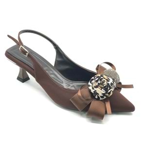 Feles Fular Kurdela Detaylı Arkası Açık Stiletto Kadın Topuklu Ayakkabı