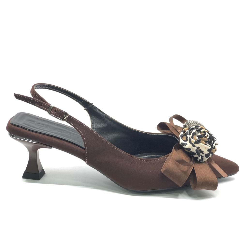 Feles Fular Kurdela Detaylı Arkası Açık Stiletto Kadın Topuklu Ayakkabı