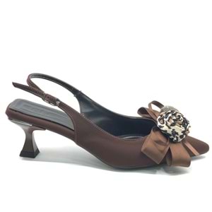 Feles Fular Kurdela Detaylı Arkası Açık Stiletto Kadın Topuklu Ayakkabı