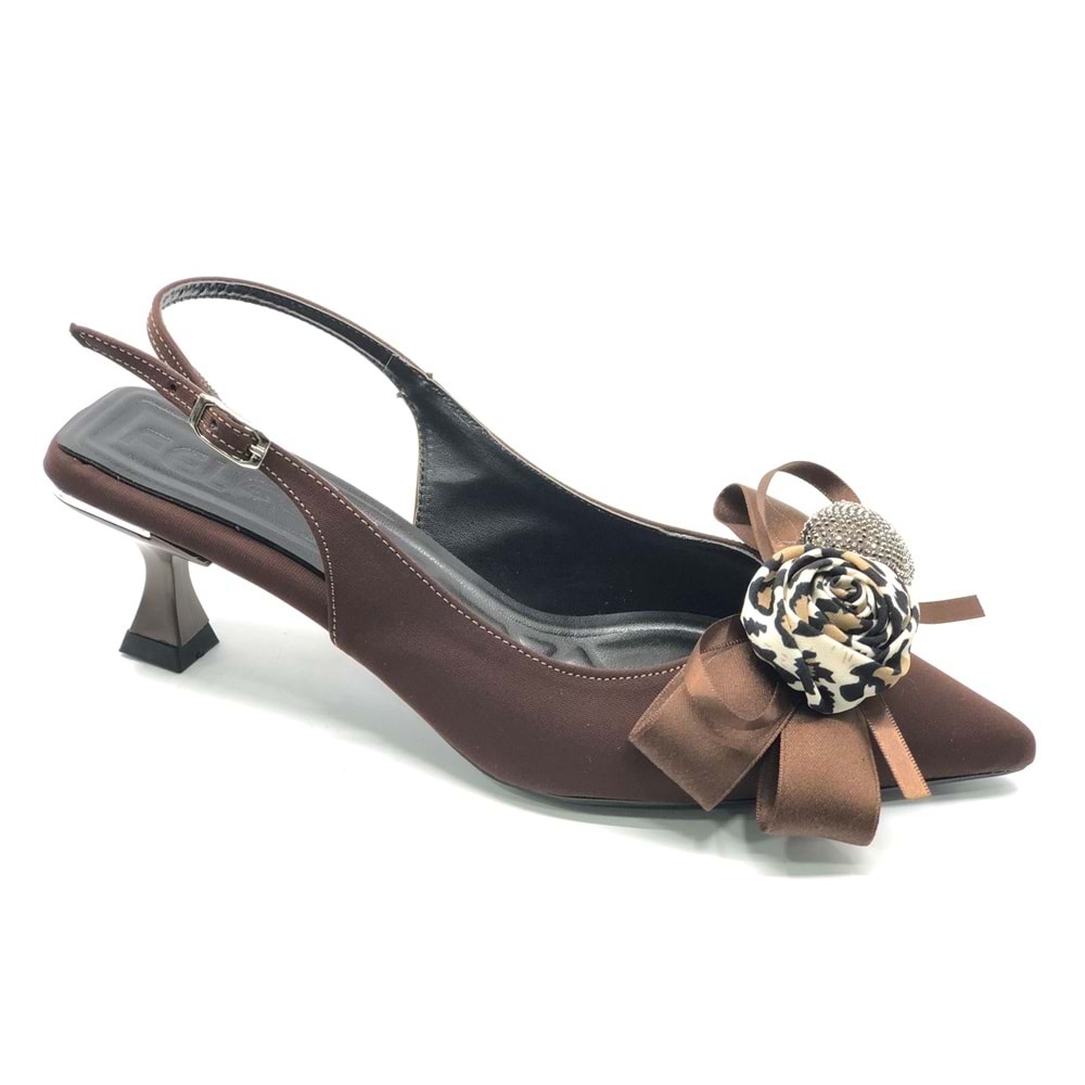 Feles Fular Kurdela Detaylı Arkası Açık Stiletto Kadın Topuklu Ayakkabı