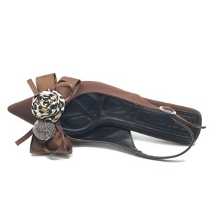 Feles Fular Kurdela Detaylı Arkası Açık Stiletto Kadın Topuklu Ayakkabı