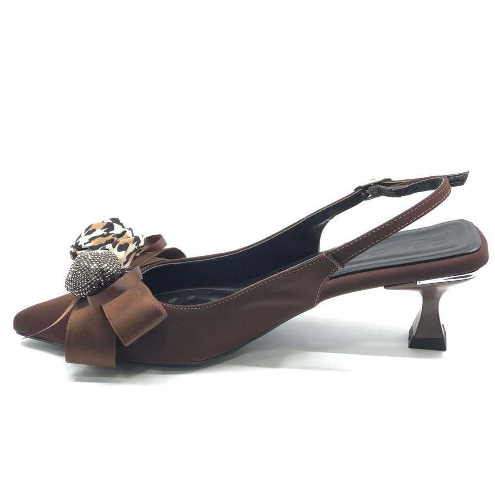 Feles Fular Kurdela Detaylı Arkası Açık Stiletto Kadın Topuklu Ayakkabı