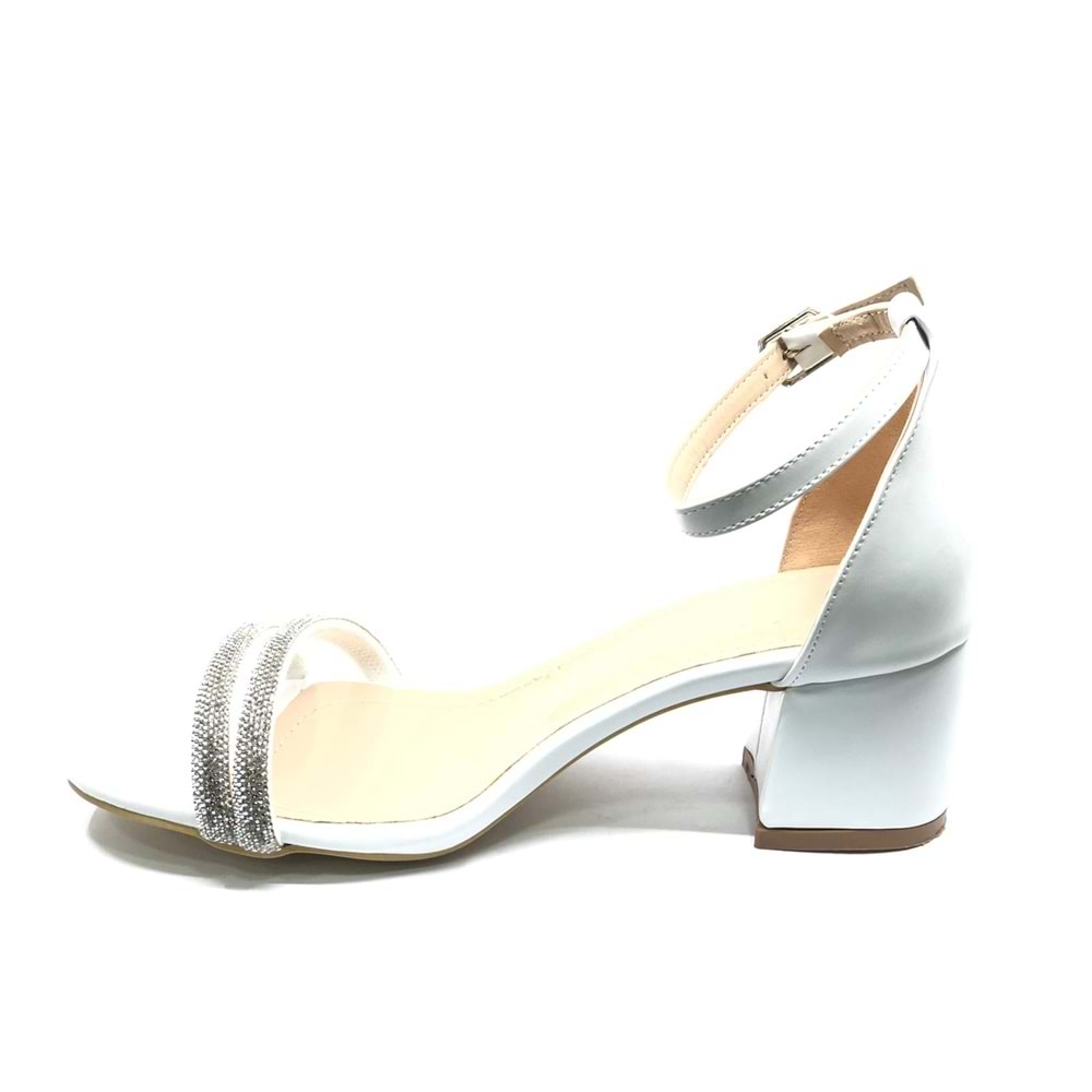 Mehtap Çift Şerit Taşlı 4 cm Topuklu Kadın Abiye Ayakkabı