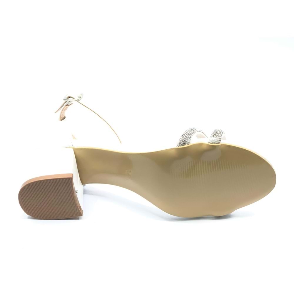 Mehtap Çift Şerit Taşlı 4 cm Topuklu Kadın Abiye Ayakkabı