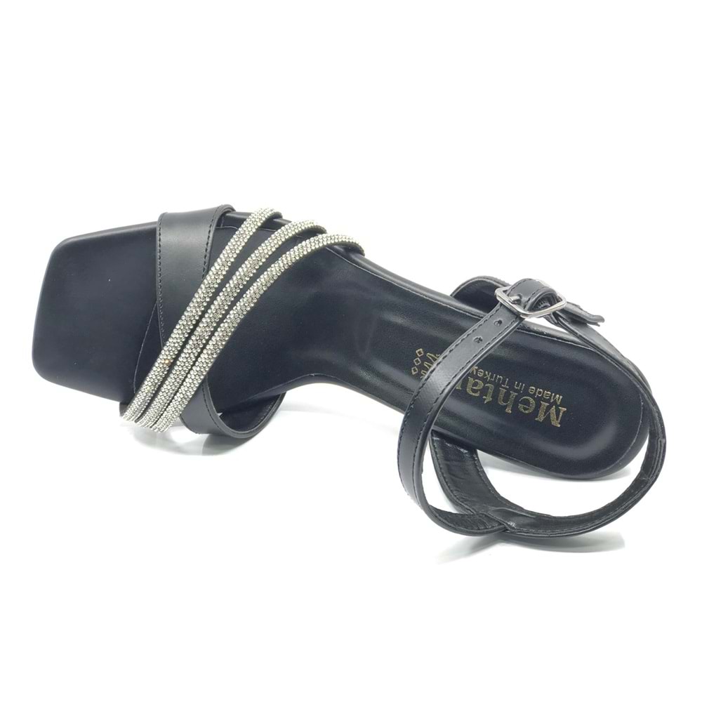 Mehtap Üç Şerit Taşlı 8 cm Topuklu Kadın Abiye Ayakkabı