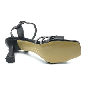 Mehtap Üç Şerit Taşlı 8 cm Topuklu Kadın Abiye Ayakkabı