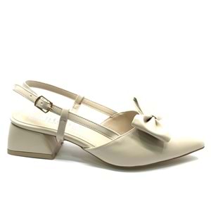 Mehtap Arkası Açık Fiyonk Detaylı Klasik Kadın Topuklu Ayakkabı