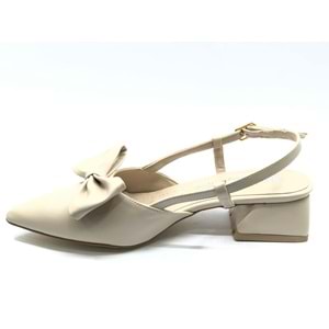 Mehtap Arkası Açık Fiyonk Detaylı Klasik Kadın Topuklu Ayakkabı