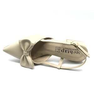 Mehtap Arkası Açık Fiyonk Detaylı Klasik Kadın Topuklu Ayakkabı