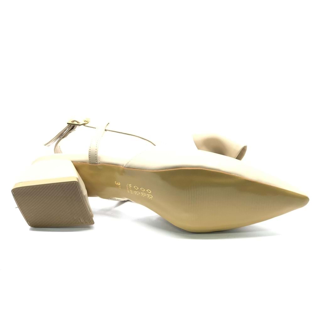 Mehtap Arkası Açık Fiyonk Detaylı Klasik Kadın Topuklu Ayakkabı