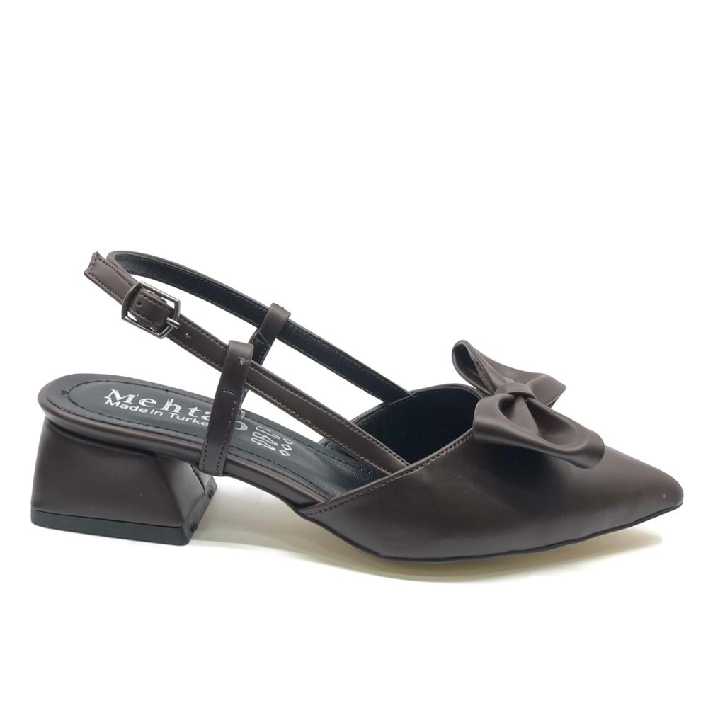 Mehtap Arkası Açık Fiyonk Detaylı Klasik Kadın Topuklu Ayakkabı