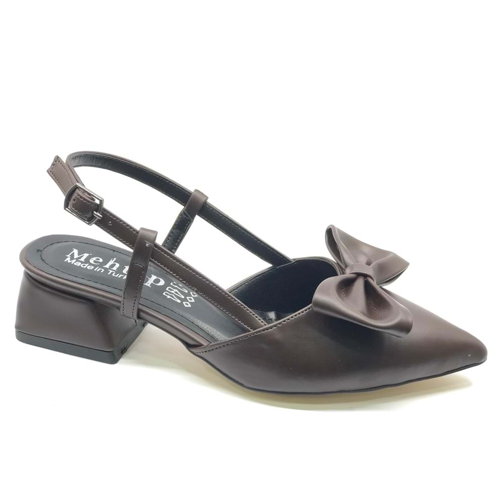 Mehtap Arkası Açık Fiyonk Detaylı Klasik Kadın Topuklu Ayakkabı