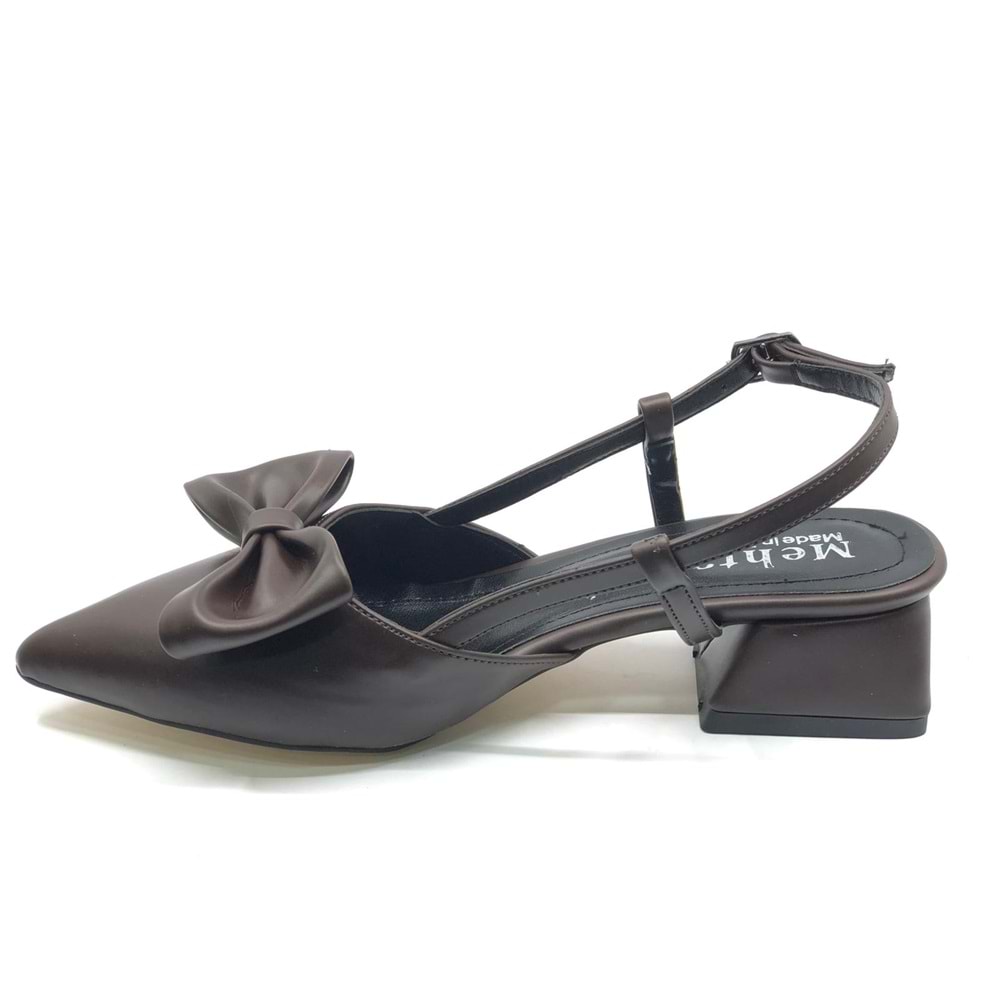 Mehtap Arkası Açık Fiyonk Detaylı Klasik Kadın Topuklu Ayakkabı