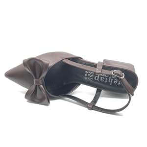 Mehtap Arkası Açık Fiyonk Detaylı Klasik Kadın Topuklu Ayakkabı