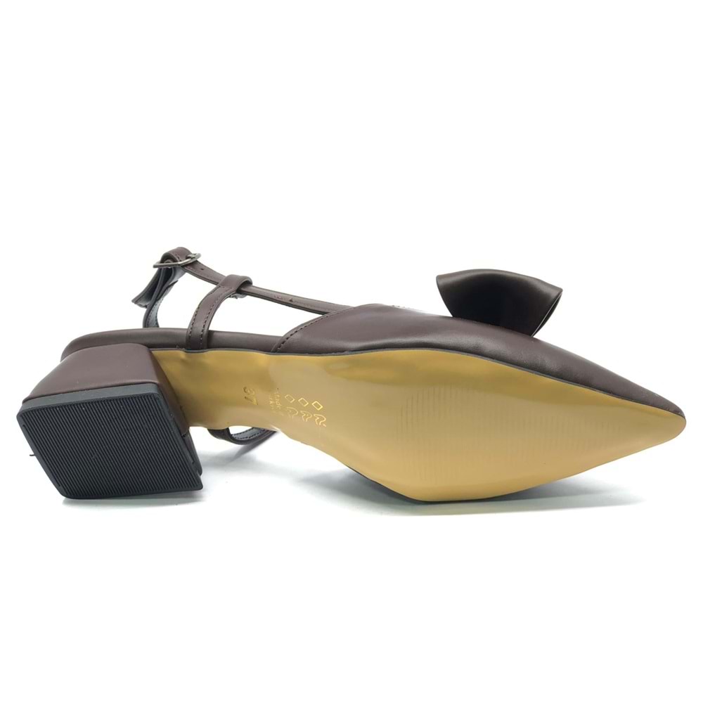 Mehtap Arkası Açık Fiyonk Detaylı Klasik Kadın Topuklu Ayakkabı