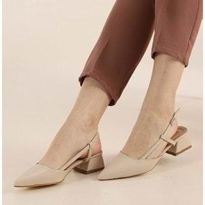 Mehtap Arkası Açık Fiyonk Detaylı Klasik Kadın Topuklu Ayakkabı