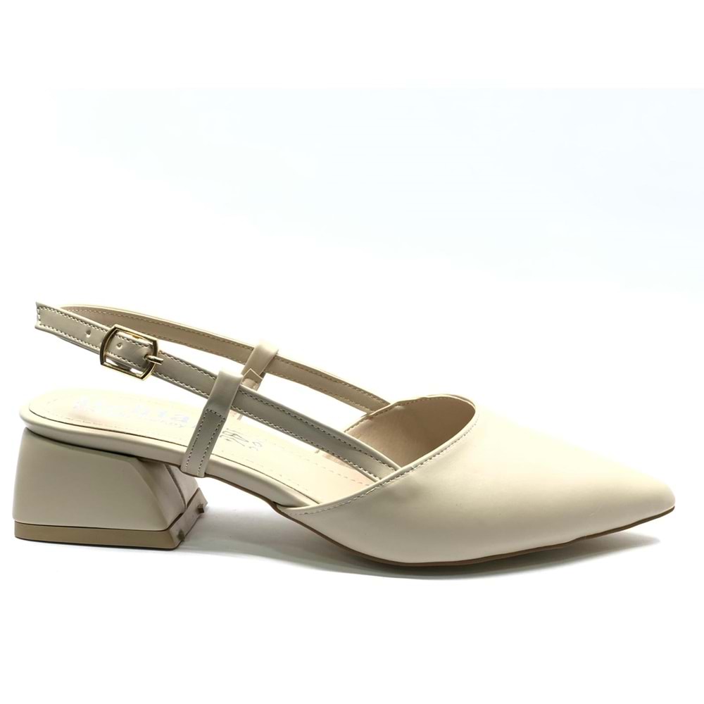 Mehtap Arkası Açık Fiyonk Detaylı Klasik Kadın Topuklu Ayakkabı