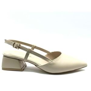 Mehtap Arkası Açık Fiyonk Detaylı Klasik Kadın Topuklu Ayakkabı