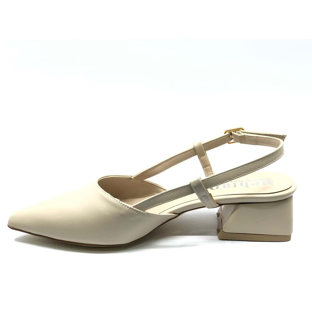 Mehtap Arkası Açık Fiyonk Detaylı Klasik Kadın Topuklu Ayakkabı